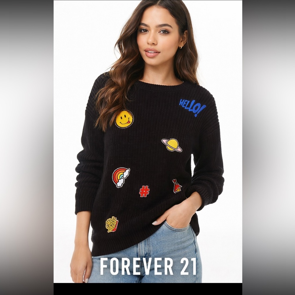 Smile patches sweater